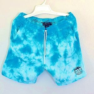 Blue and white Ty die size large men’s shorts by Maui and Sons